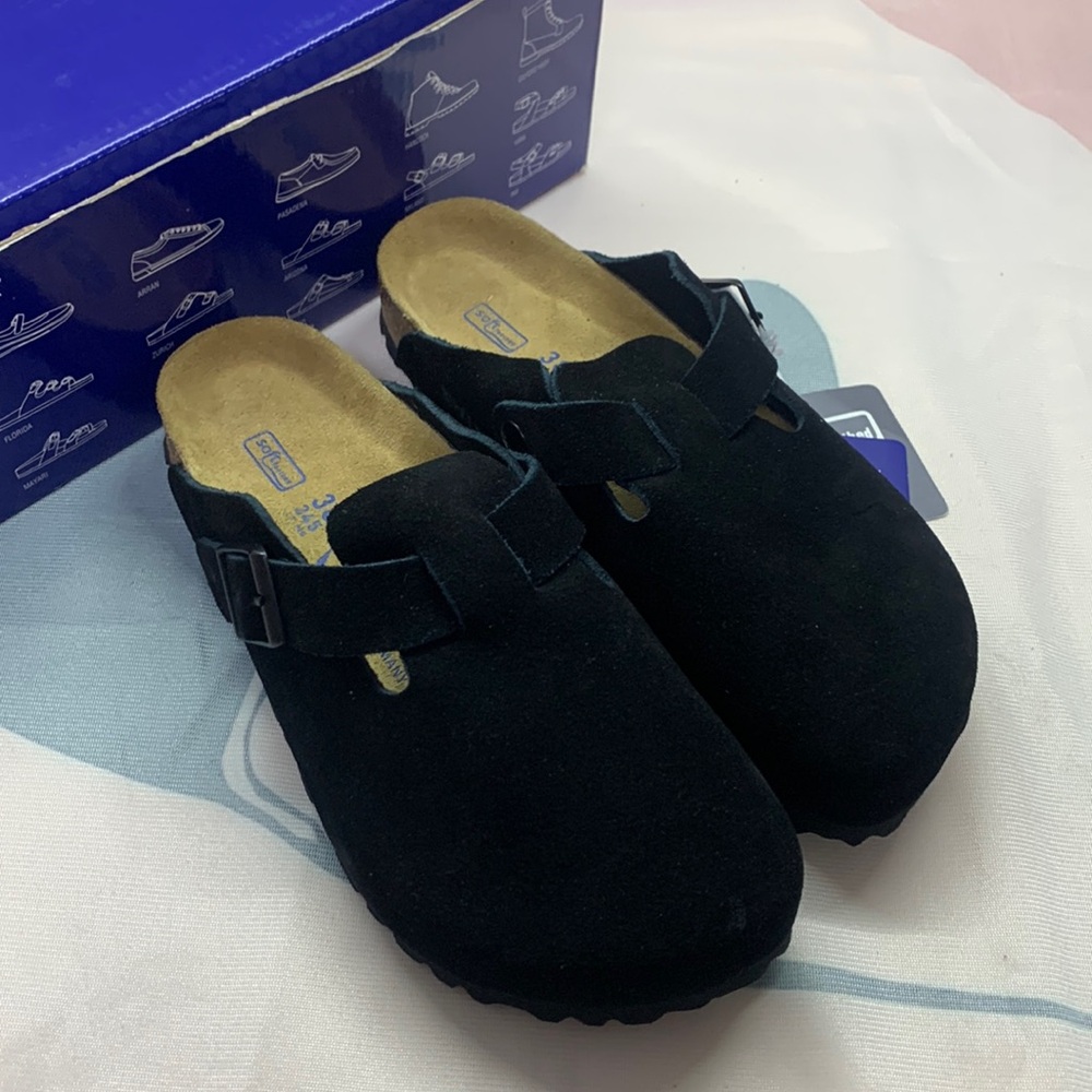 🍪Birkenstock Boston Narrow Fit Clogs - Black Suede - Ergonomic Support